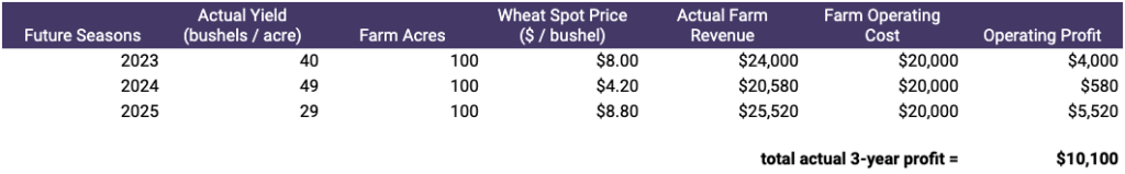 Actual 3-year profit is $10,100