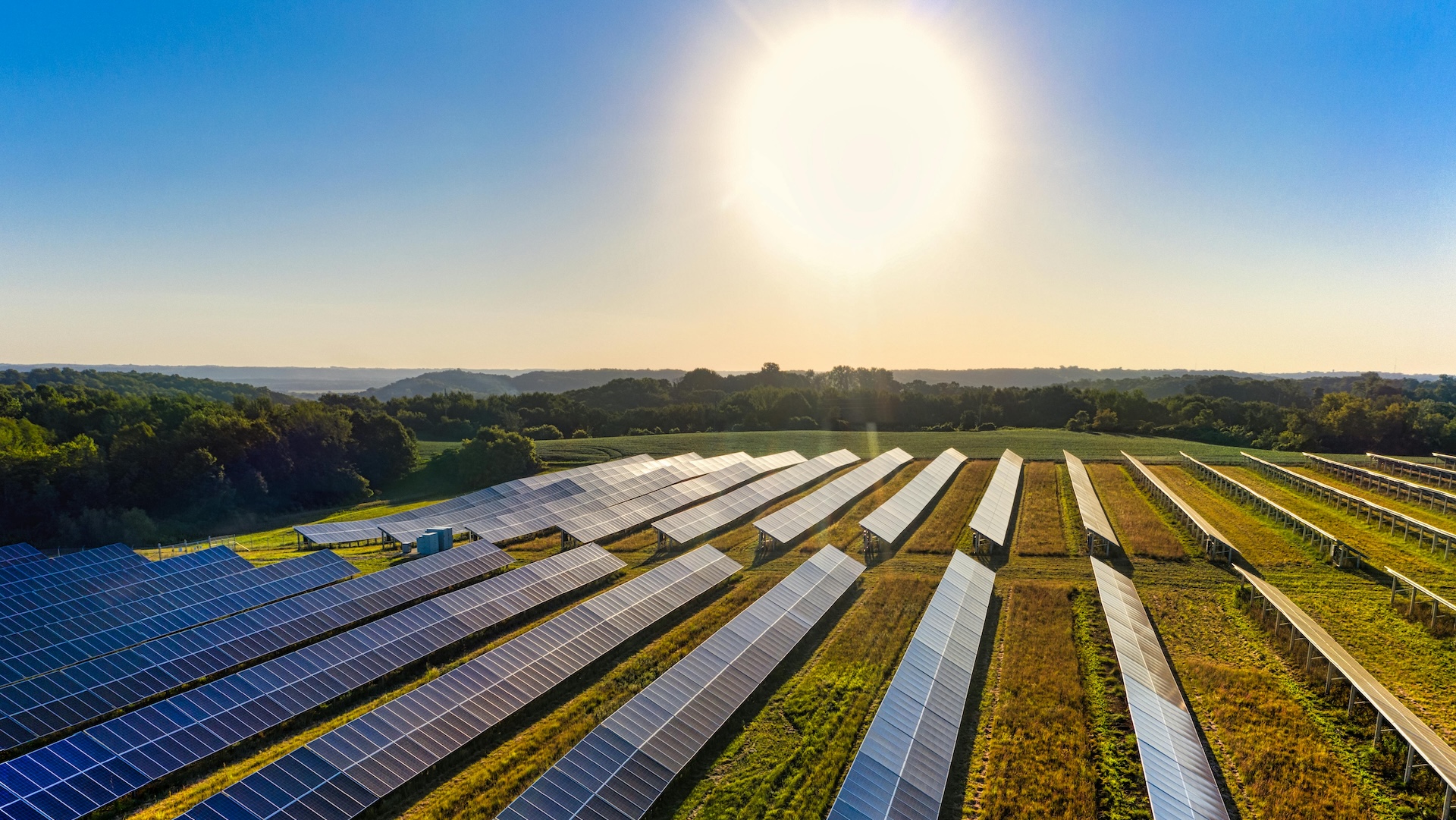 solar panels in bright sunlight