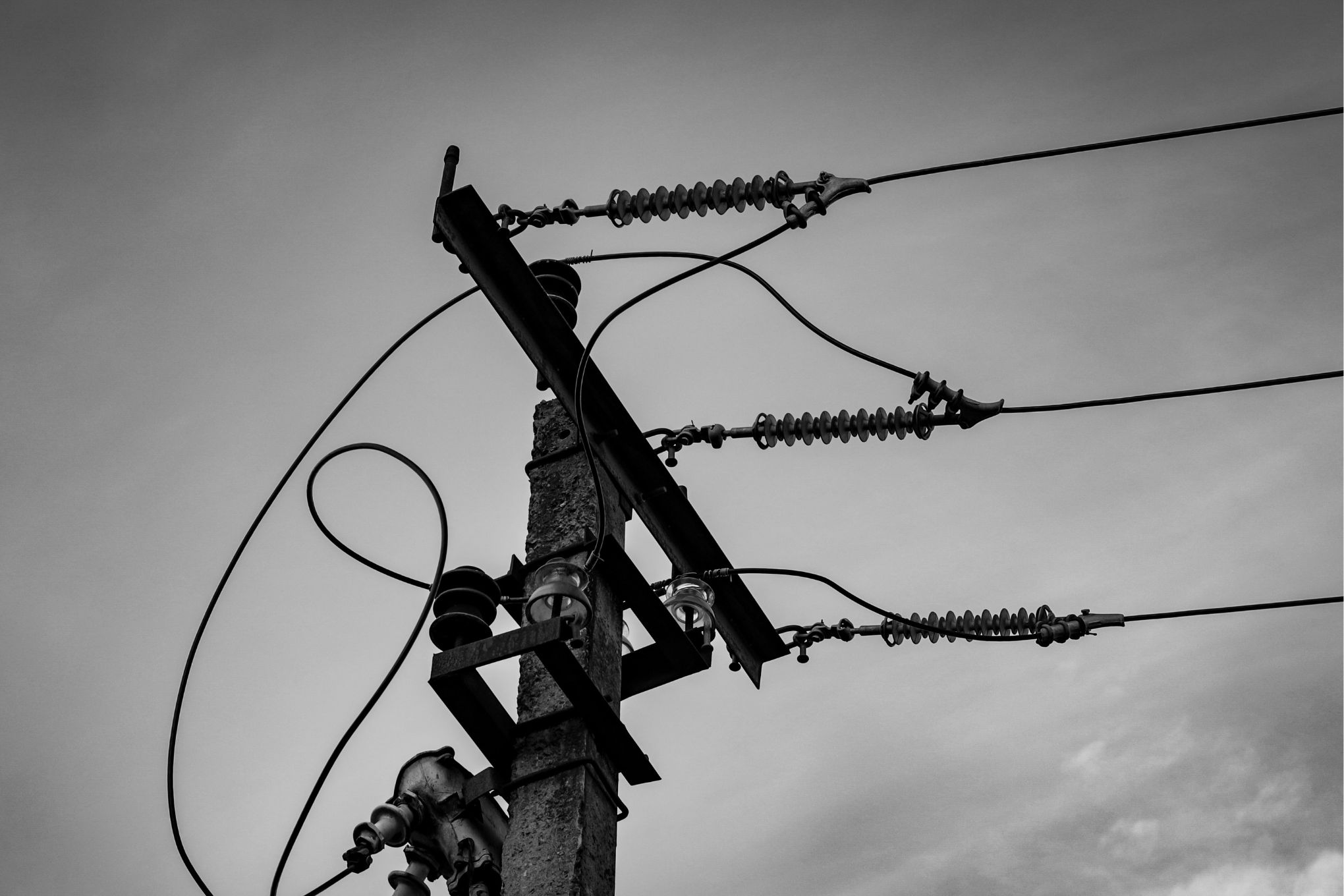 power lines in grayscale